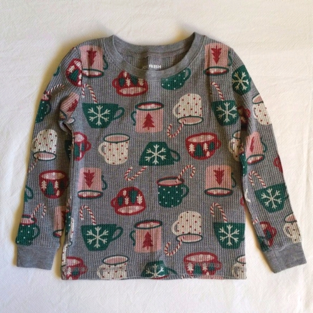 joe fresh hot cocoa thermal waffle knit pajamas matching set 2-3 yrs toddler - Picture 2 of 8